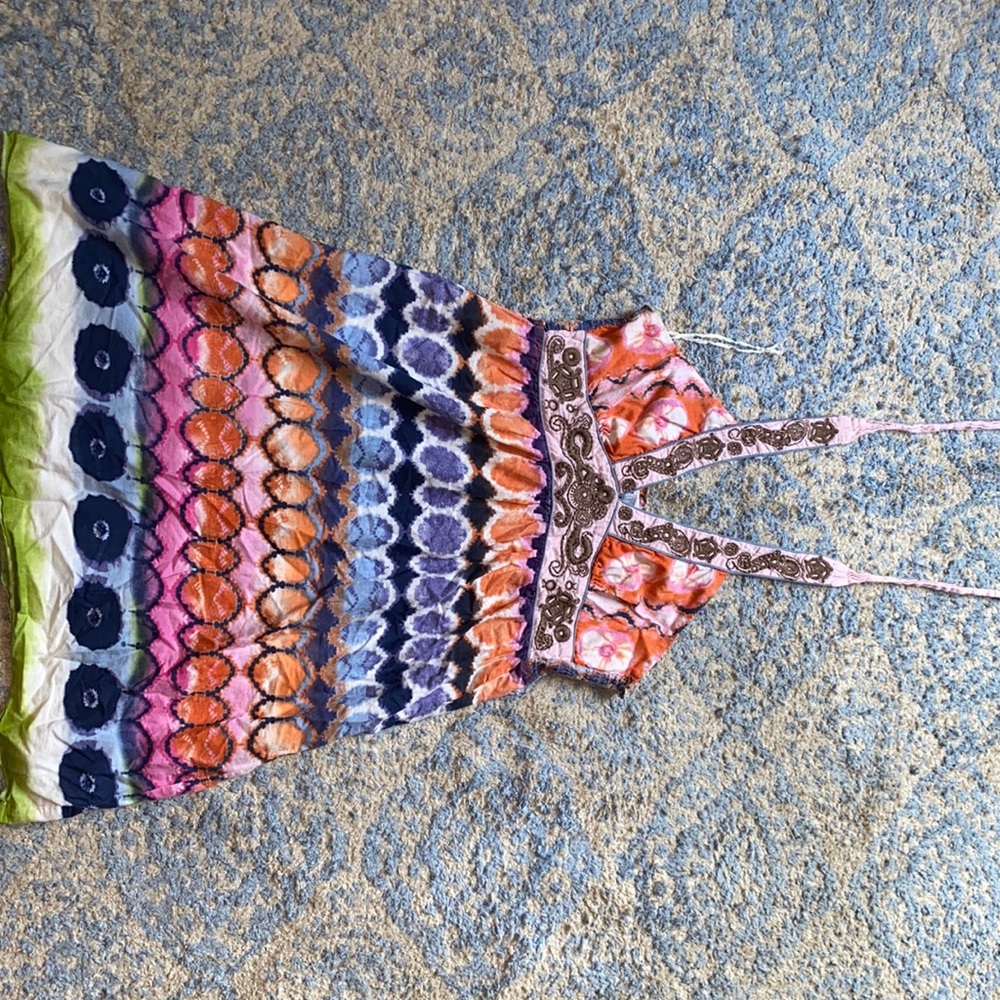 Multi colored Tie short dress or long shirt size S